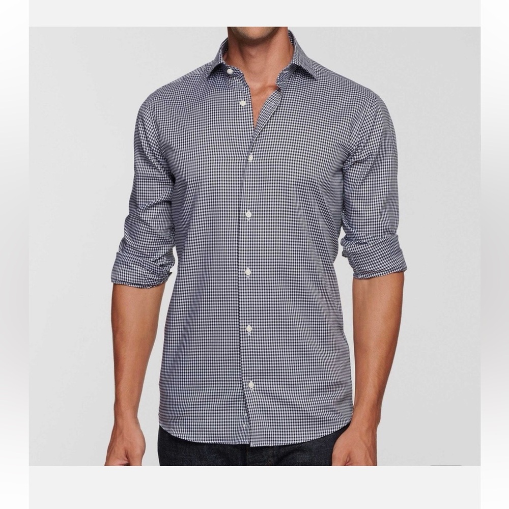J.CREW Ludlow slim men’s button down size 15/34 blue white micro Gingham